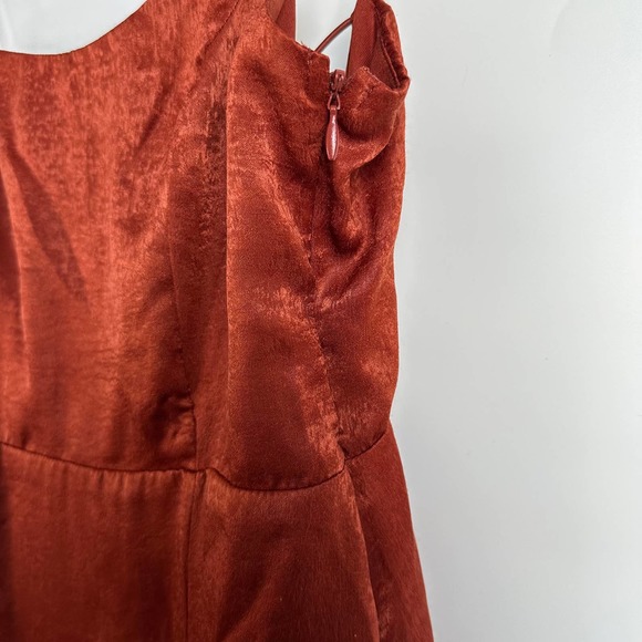 Lulus Marabel Rust Orange Satin Slit Backless Cami Midi Dress XS - Picture 5 of 15